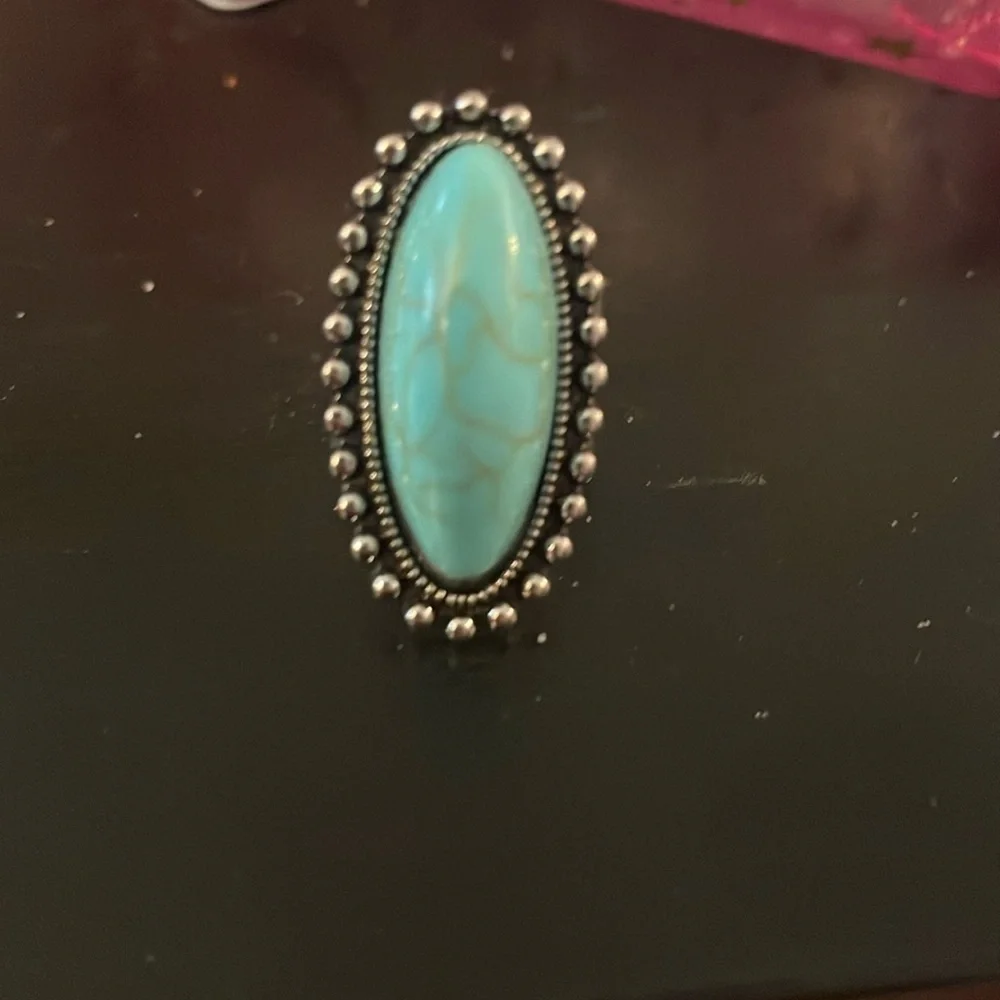 Silver Bohemian Turquoise stone Cuff Ring